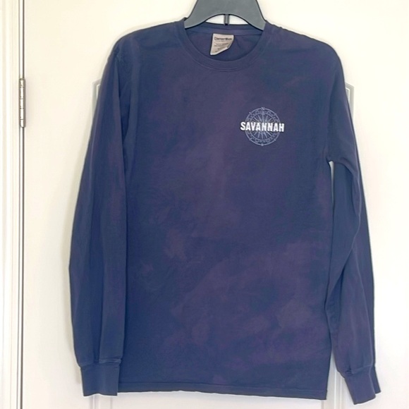 Comfort Wash Tops - Navy Discolored Savannah Georgia Long Sleeve TShirt Size S​​